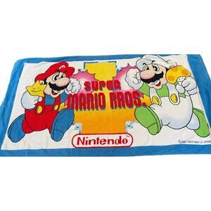 VTG 80s Nintendo Super Mario Bros Beach Towel Retro Super Mario & Luigi